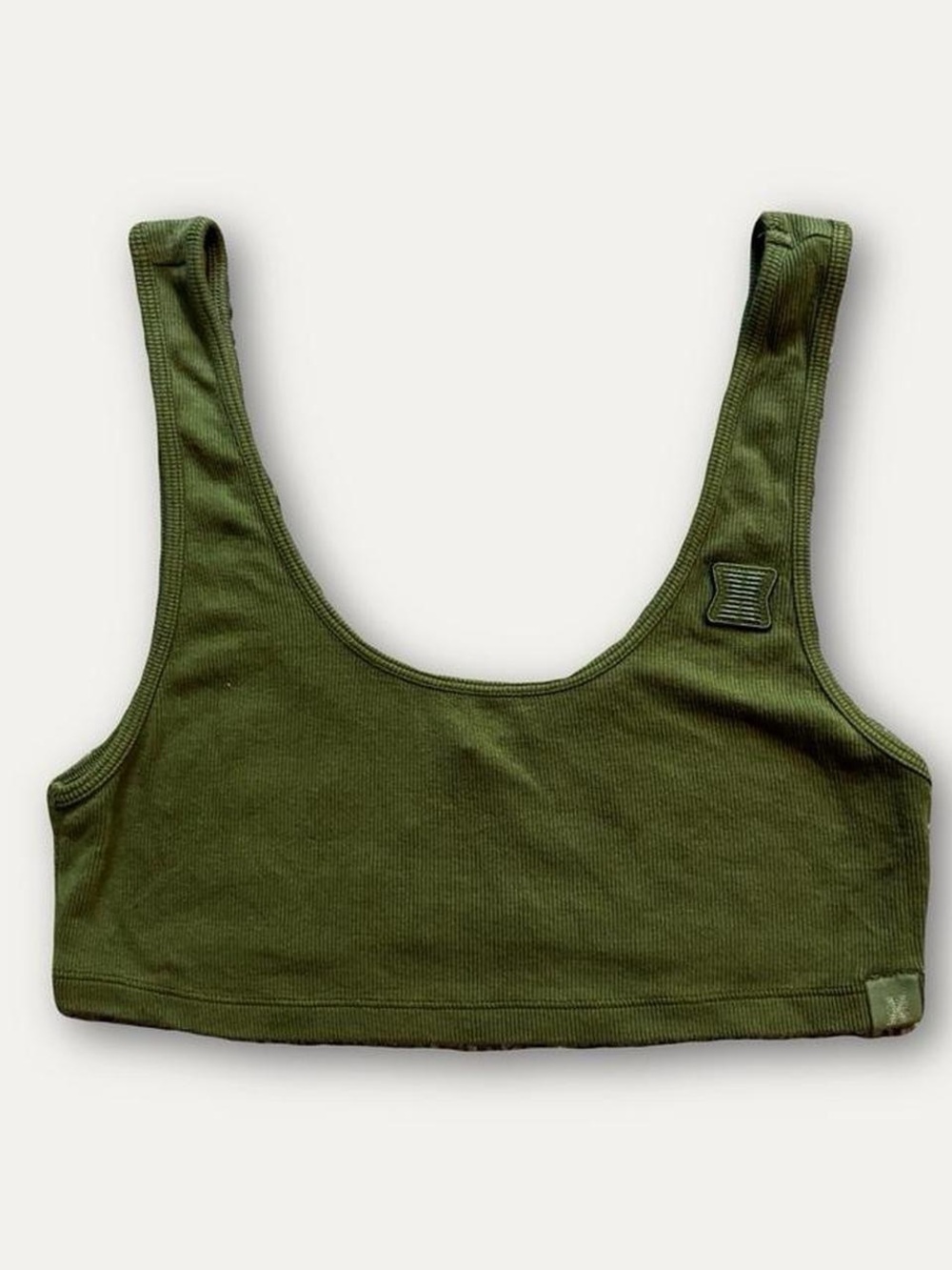 Savage X Fenty Olive Green Ribbed Scoop Mini Crop Tank Top